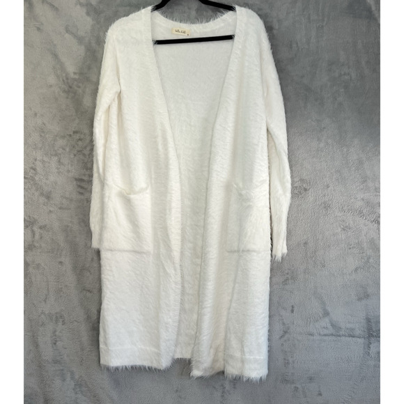 Anthroplogie Bella Dahl oversized Fuzzy Longline Cardigan Sweater Sz M Pockets - Picture 1 of 12
